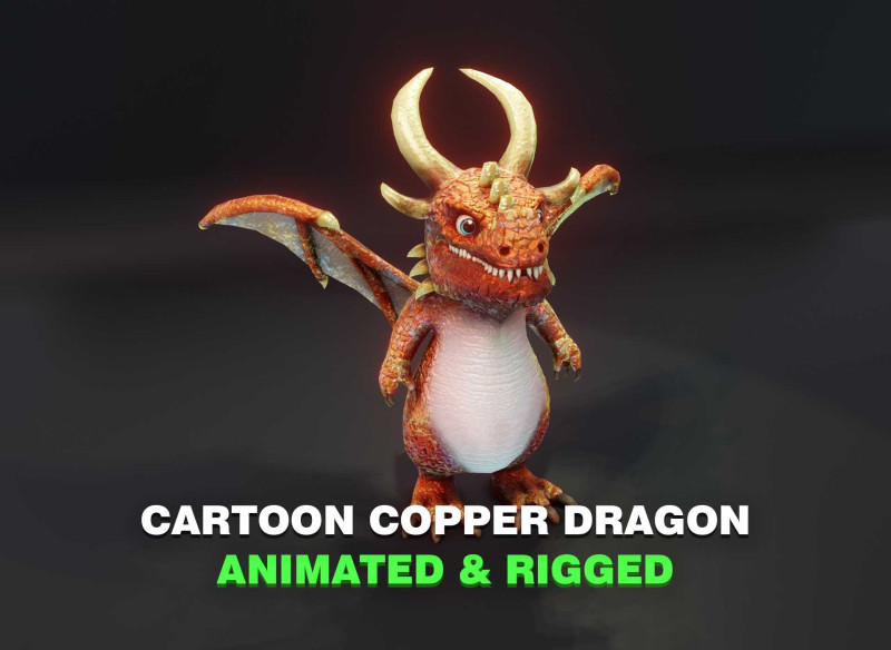 Cartoon Copper Dragon Animated Modelo 3D .c4d .max .obj .3ds .fbx .stl .blend 