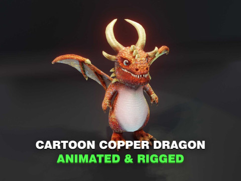 Cartoon Copper Dragon Animated 3D Модель