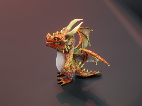Cartoon Copper Dragon Animated Modelo 3D