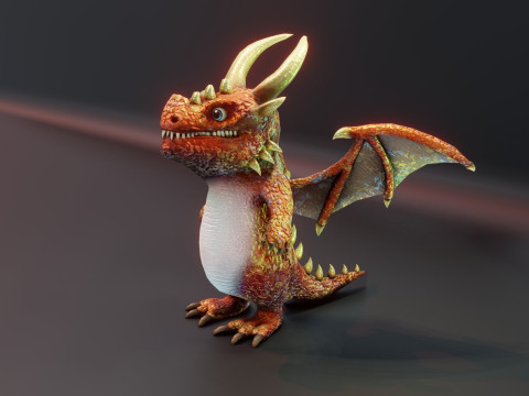 Cartoon Copper Dragon Animated Modelo 3D