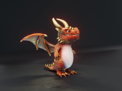 Cartoon Copper Dragon Animated Modelo 3D