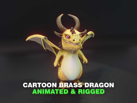 Cartoon Brass Dragon Animated 3Dモデル