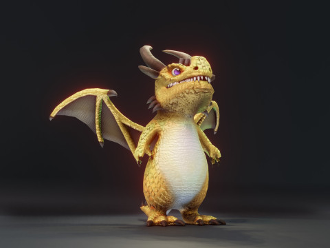 Cartoon Brass Dragon Animated 3D Model