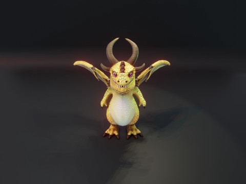 Cartoon Brass Dragon Animated 3D Model