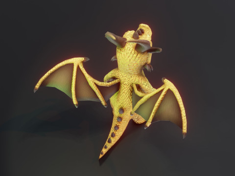 Cartoon Brass Dragon Animated 3D Model