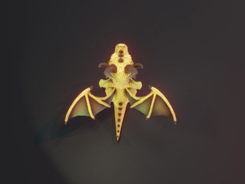 Cartoon Brass Dragon Animated 3D Model