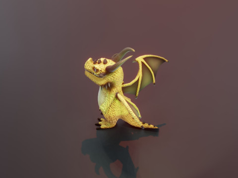 Cartoon Brass Dragon Animated 3D Model