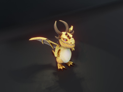 Cartoon Brass Dragon Animated 3D Model