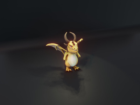 Cartoon Brass Dragon Animated 3D Model