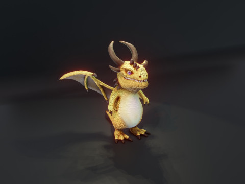 Cartoon Brass Dragon Animated 3D Model