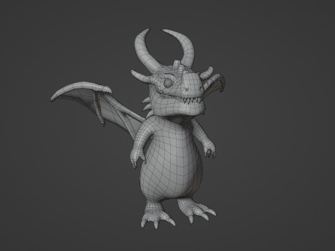 Cartoon Brass Dragon Animated 3D Model