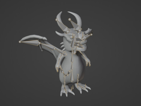 Cartoon Brass Dragon Animated 3D Model