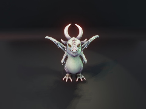 Cartoon Silver Dragon Animated 3D Model
