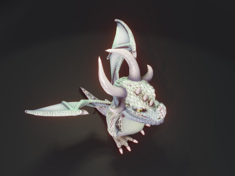 Cartoon Silver Dragon Animated 3D Model