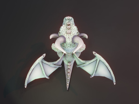 Cartoon Silver Dragon Animated 3D Model