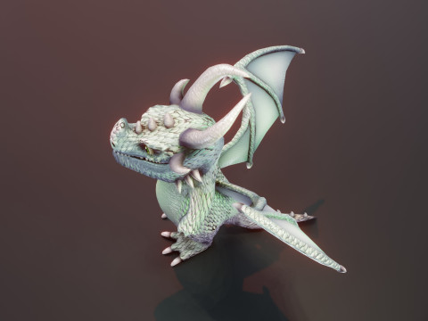 Cartoon Silver Dragon Animated 3D Model