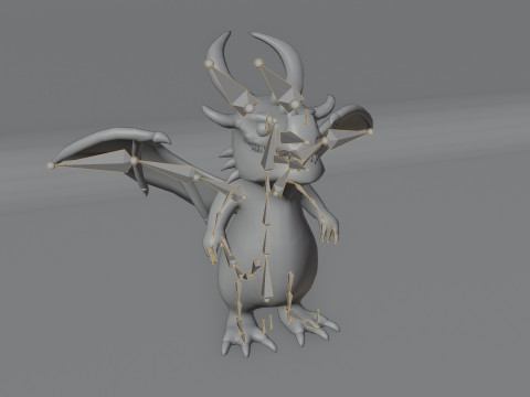Cartoon Silver Dragon Animated 3D Model