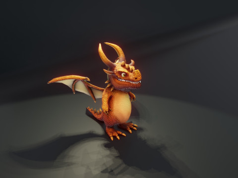 Cartoon Bronze Dragon Animated 3D-Modell