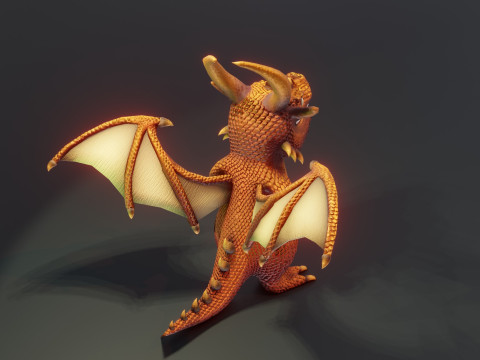 Cartoon Bronze Dragon Animated 3D-Modell