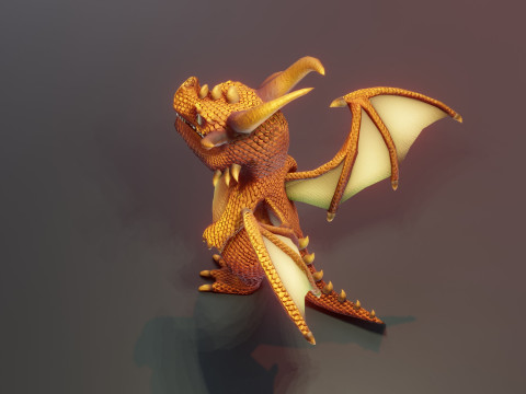 Cartoon Bronze Dragon Animated 3D-Modell