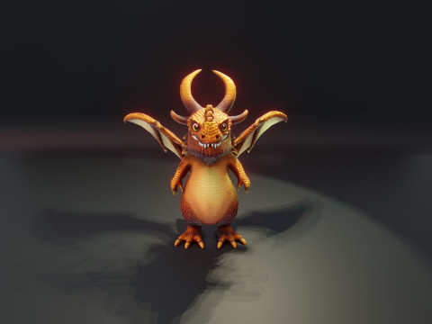 Cartoon Bronze Dragon Animated 3D-Modell