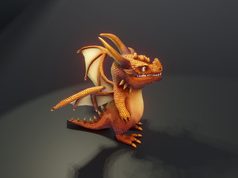 Cartoon Bronze Dragon Animated 3D-Modell