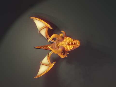 Cartoon Bronze Dragon Animated 3D-Modell
