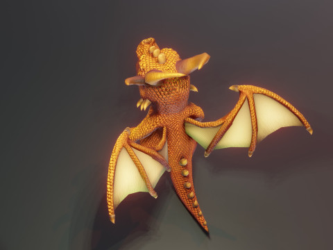 Cartoon Bronze Dragon Animated 3D-Modell