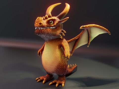 Cartoon Bronze Dragon Animated 3D-Modell