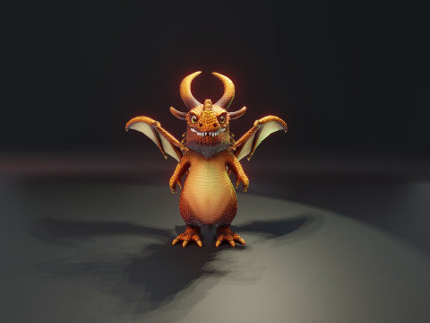 Cartoon Bronze Dragon Animated 3D-Modell