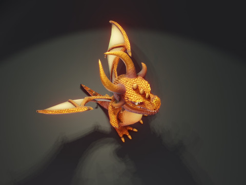 Cartoon Bronze Dragon Animated 3D-Modell