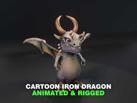 Cartoon Iron Dragon Animated 3D 모델