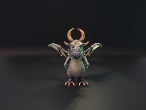 Cartoon Iron Dragon Animated 3D Model