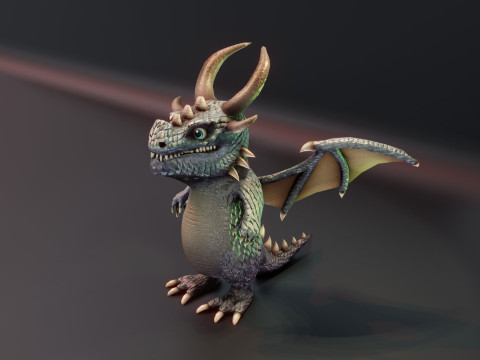 Cartoon Iron Dragon Animated 3D Model