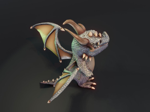 Cartoon Iron Dragon Animated 3D Model