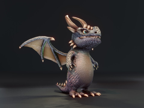 Cartoon Iron Dragon Animated 3D Model
