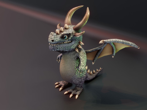 Cartoon Iron Dragon Animated 3D Model