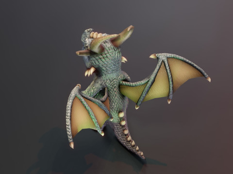 Cartoon Iron Dragon Animated 3D Model