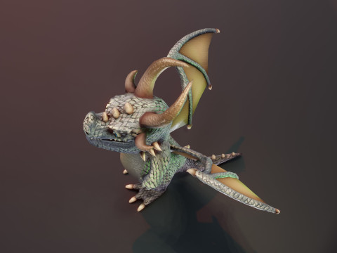 Cartoon Iron Dragon Animated 3D Model