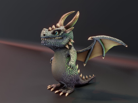 Cartoon Iron Dragon Animated 3D Model