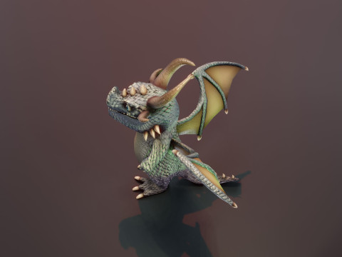 Cartoon Iron Dragon Animated 3D Model