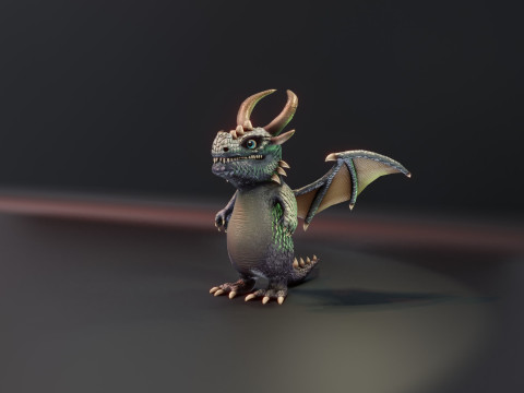 Cartoon Iron Dragon Animated 3D Model