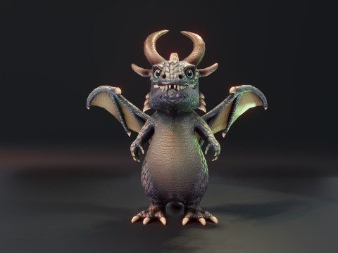 Cartoon Iron Dragon Animated 3D Model