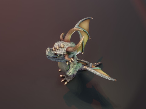 Cartoon Iron Dragon Animated 3D Model