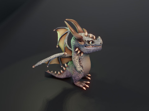 Cartoon Iron Dragon Animated 3D Model