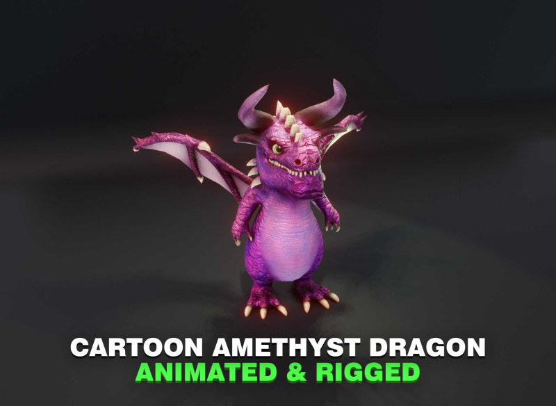 Cartoon Amethyst Dragon Animated Modèle 3D .c4d .max .obj .3ds .fbx .stl .blend 