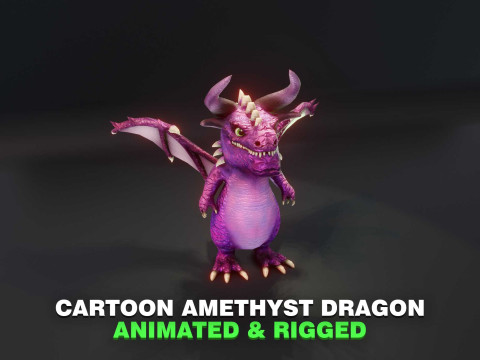 Cartoon Amethyst Dragon Animated 3D Модель