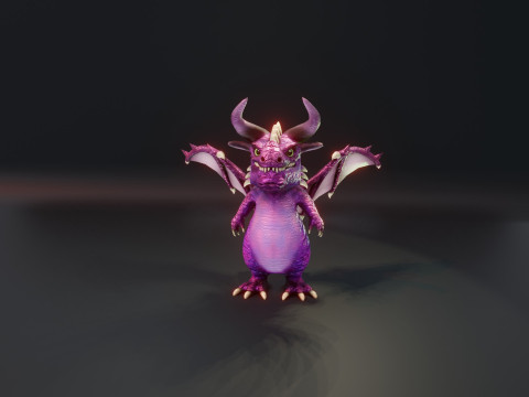 Cartoon Amethyst Dragon Animated Modèle 3D