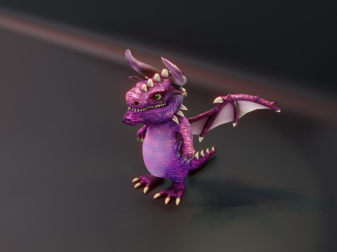 Cartoon Amethyst Dragon Animated Modèle 3D