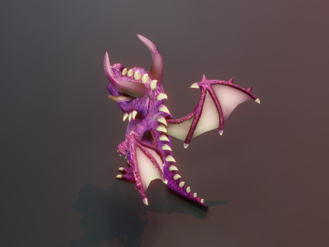 Cartoon Amethyst Dragon Animated Modèle 3D